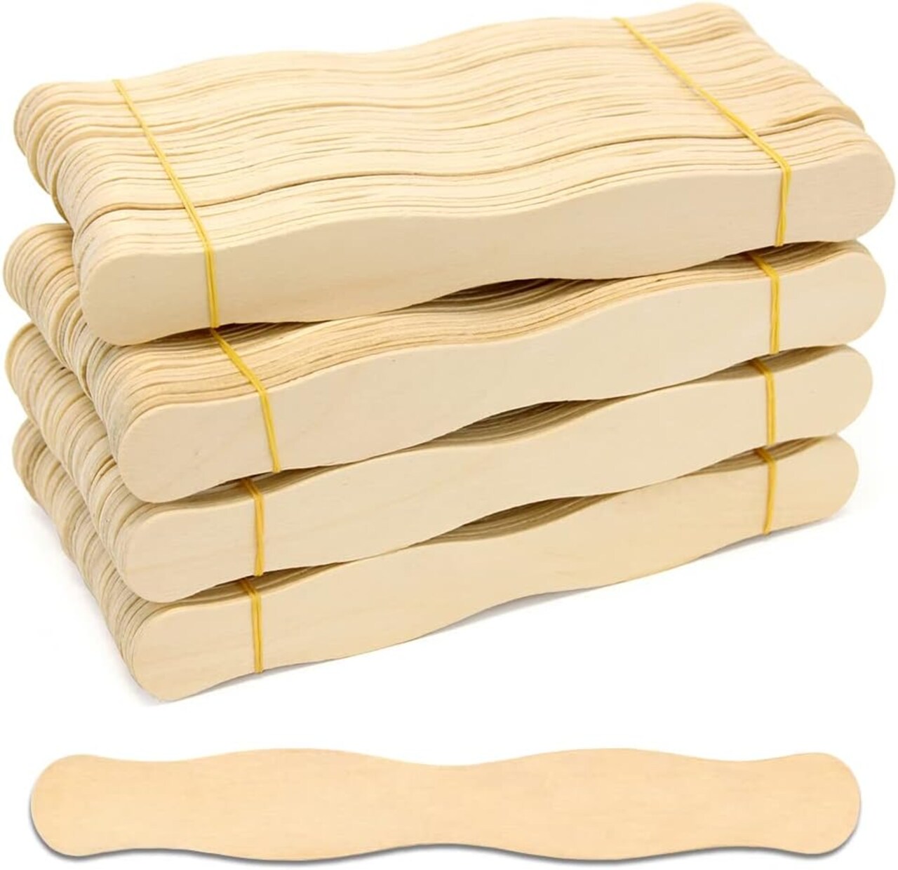 CraftySticks Wavy Wooden Fan Handle Sticks – 8 Inch Birch Wood for Crafts, DIY Fans, and Promotional Use, Natural